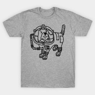 Astronaut Space General Sci Fi Dog Line Drawing T-Shirt
